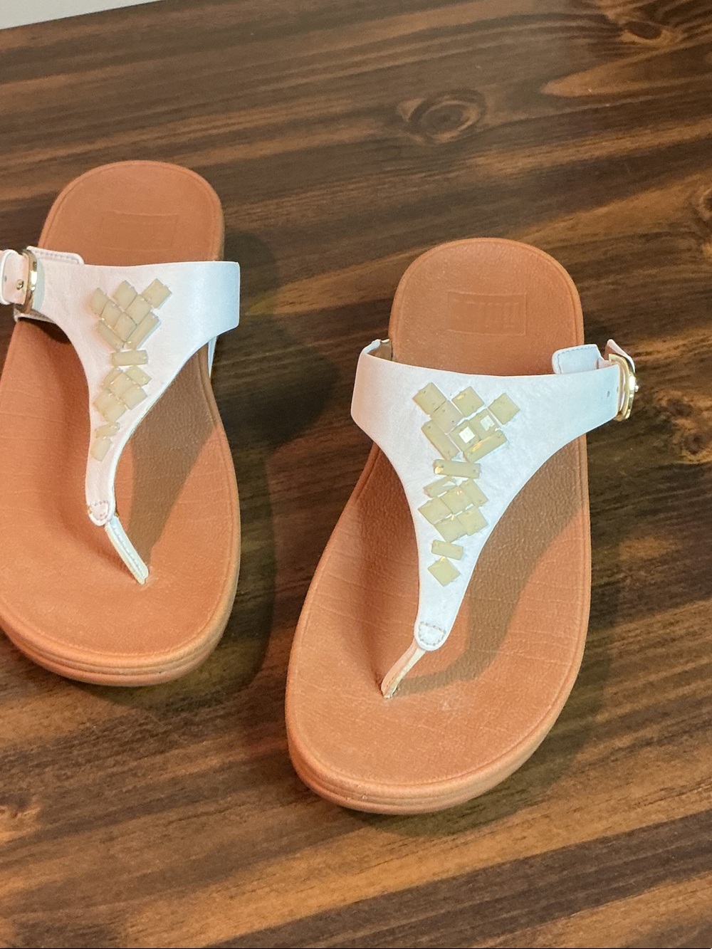 FitFlops white.  Womens size 7.  With adjustable clasp.